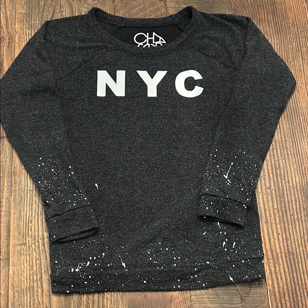 Chaser NYC Dark Charcoal Gray Long Sleeve Tee